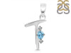 Blue Topaz & White Topaz Alphabet T Pendant BTZ-RDA-20.