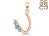 Blue Topaz & White Topaz Alphabet U Pendant BTZ-RDA-21.
