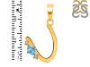 Blue Topaz & White Topaz Alphabet U Pendant BTZ-RDA-21.