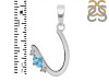 Blue Topaz & White Topaz Alphabet U Pendant BTZ-RDA-21.