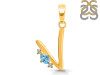 Blue Topaz & White Topaz Alphabet V Pendant BTZ-RDA-22.