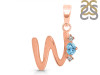 Blue Topaz & White Topaz Alphabet W Pendant BTZ-RDA-23.