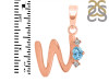 Blue Topaz & White Topaz Alphabet W Pendant BTZ-RDA-23.