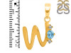 Blue Topaz & White Topaz Alphabet W Pendant BTZ-RDA-23.