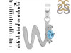 Blue Topaz & White Topaz Alphabet W Pendant BTZ-RDA-23.