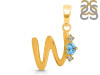 Blue Topaz & White Topaz Alphabet W Pendant BTZ-RDA-23.