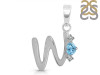 Blue Topaz & White Topaz Alphabet W Pendant BTZ-RDA-23.
