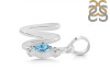 Blue Topaz & White Topaz Alphabet W Pendant BTZ-RDA-23.