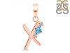 Blue Topaz & White Topaz Alphabet X Pendant BTZ-RDA-24.