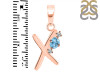 Blue Topaz & White Topaz Alphabet X Pendant BTZ-RDA-24.