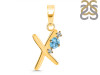 Blue Topaz & White Topaz Alphabet X Pendant BTZ-RDA-24.