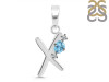 Blue Topaz & White Topaz Alphabet X Pendant BTZ-RDA-24.