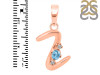 Blue Topaz & White Topaz Alphabet Z Pendant BTZ-RDA-26.