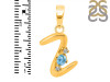 Blue Topaz & White Topaz Alphabet Z Pendant BTZ-RDA-26.