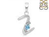 Blue Topaz & White Topaz Alphabet Z Pendant BTZ-RDA-26.