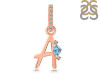 Blue Topaz & White Topaz Alphabet A Pendant BTZ-RDA-27.