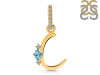 Blue Topaz & White Topaz Alphabet C Pendant BTZ-RDA-29.