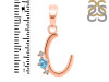Blue Topaz & White Topaz Alphabet C Pendant BTZ-RDA-3.