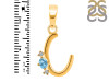 Blue Topaz & White Topaz Alphabet C Pendant BTZ-RDA-3.