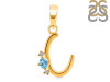 Blue Topaz & White Topaz Alphabet C Pendant BTZ-RDA-3.