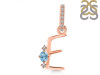 Blue Topaz & White Topaz Alphabet E Pendant BTZ-RDA-31.
