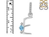 Blue Topaz & White Topaz Alphabet E Pendant BTZ-RDA-31.