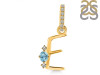 Blue Topaz & White Topaz Alphabet E Pendant BTZ-RDA-31.