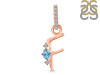 Blue Topaz & White Topaz Alphabet F Pendant BTZ-RDA-32.