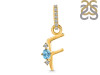 Blue Topaz & White Topaz Alphabet F Pendant BTZ-RDA-32.