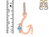 Blue Topaz & White Topaz Alphabet G Pendant BTZ-RDA-33.
