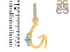 Blue Topaz & White Topaz Alphabet G Pendant BTZ-RDA-33.