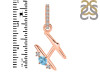 Blue Topaz & White Topaz Alphabet H Pendant BTZ-RDA-34.