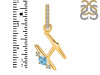 Blue Topaz & White Topaz Alphabet H Pendant BTZ-RDA-34.