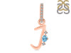 Blue Topaz & White Topaz Alphabet J Pendant BTZ-RDA-36.