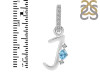 Blue Topaz & White Topaz Alphabet J Pendant BTZ-RDA-36.