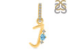 Blue Topaz & White Topaz Alphabet J Pendant BTZ-RDA-36.