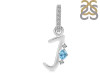 Blue Topaz & White Topaz Alphabet J Pendant BTZ-RDA-36.