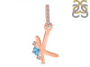 Blue Topaz & White Topaz Alphabet K Pendant BTZ-RDA-37.