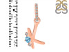 Blue Topaz & White Topaz Alphabet K Pendant BTZ-RDA-37.