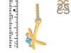 Blue Topaz & White Topaz Alphabet K Pendant BTZ-RDA-37.