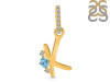 Blue Topaz & White Topaz Alphabet K Pendant BTZ-RDA-37.