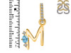 Blue Topaz & White Topaz Alphabet M Pendant BTZ-RDA-39.