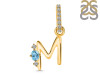 Blue Topaz & White Topaz Alphabet M Pendant BTZ-RDA-39.