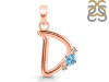 Blue Topaz & White Topaz Alphabet D Pendant BTZ-RDA-4.
