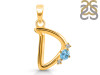 Blue Topaz & White Topaz Alphabet D Pendant BTZ-RDA-4.