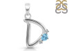 Blue Topaz & White Topaz Alphabet D Pendant BTZ-RDA-4.