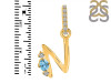 Blue Topaz & White Topaz Alphabet N Pendant BTZ-RDA-40.