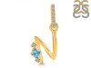 Blue Topaz & White Topaz Alphabet N Pendant BTZ-RDA-40.