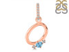 Blue Topaz & White Topaz Alphabet O Pendant BTZ-RDA-41.