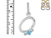 Blue Topaz & White Topaz Alphabet O Pendant BTZ-RDA-41.